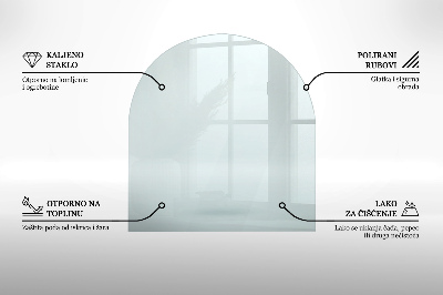 Placă de sticlă pentru șemineu jumătate rotund transparent