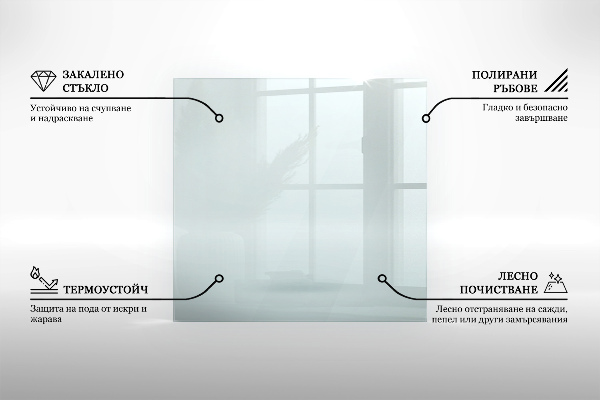 Placă de sticlă hexagonal pentru șemineu transparent