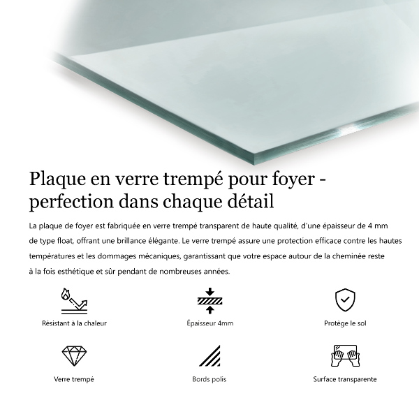 Placă de sticlă hexagonal pentru șemineu transparent