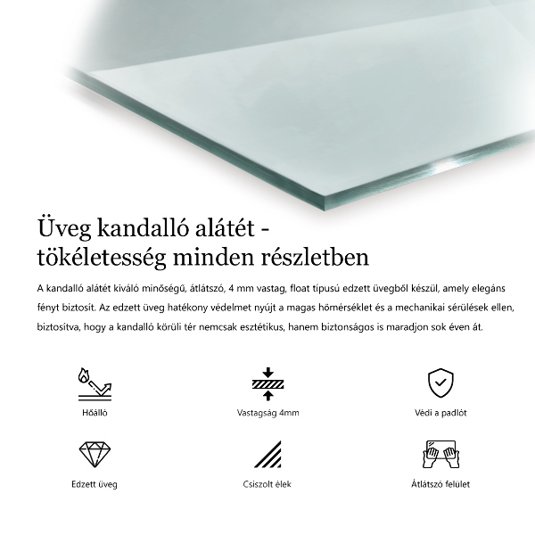 Placă de sticlă hexagonal pentru șemineu transparent