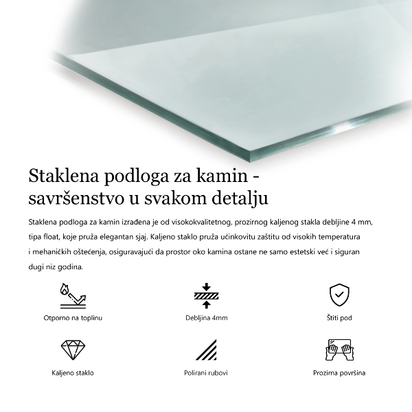 Placă de sticlă hexagonal pentru șemineu transparent