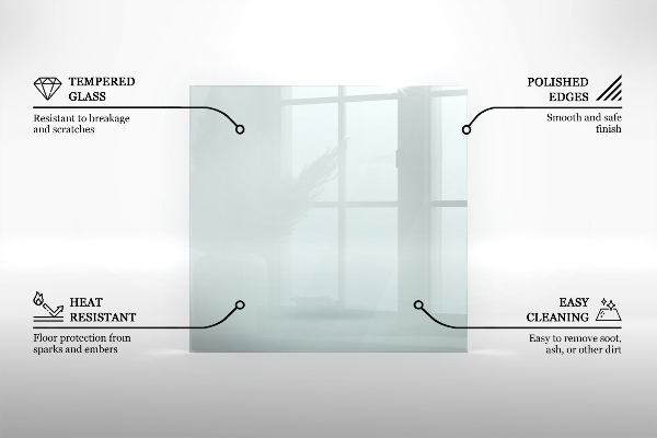 Placă de sticlă hexagonal pentru șemineu transparent