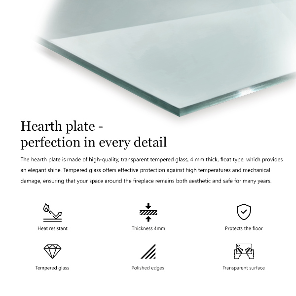 Placă de sticlă hexagonal pentru șemineu transparent