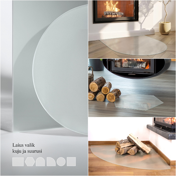 Rotundă sticlă sub șemineu Cu efect optic de sticlă mată