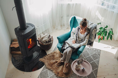 Sticlă rotundă sub sobă Model de piatră naturală