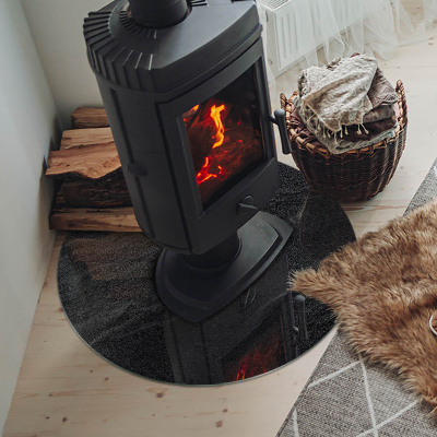 Sticlă rotundă sub sobă Model de piatră naturală