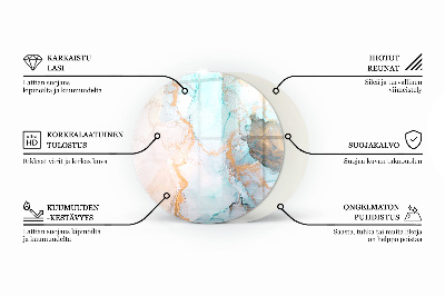 Placă rotundă din sticlă pentru șemineu Lemn în secțiune transversală cu fibre naturale