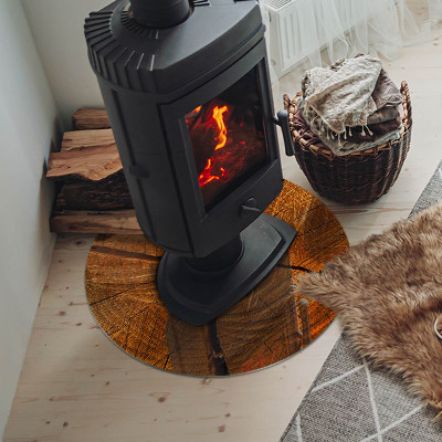 Placă rotundă din sticlă pentru șemineu Lemn în secțiune transversală cu fibre naturale