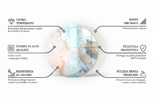 Placă de sticlă rotundă șemineu Geometrie în trei dimensiuni
