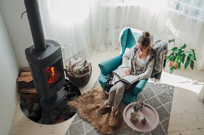 Placă de sticlă rotundă șemineu Geometrie în trei dimensiuni