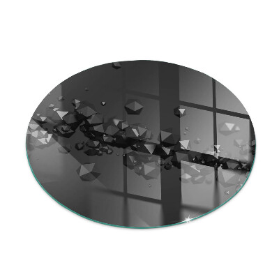 Placă rotundă din sticlă pentru șemineu Forme abstracte de nori în solide