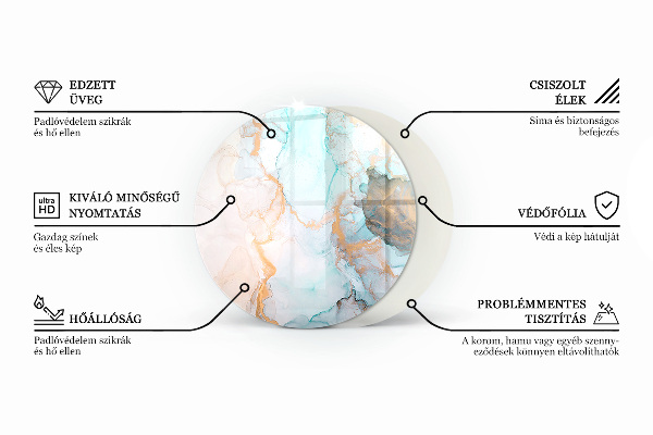 Placă rotundă din sticlă pentru șemineu Forme abstracte de nori în solide