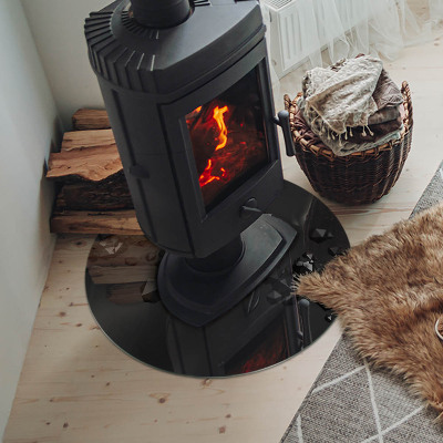 Placă rotundă din sticlă pentru șemineu Forme abstracte de nori în solide