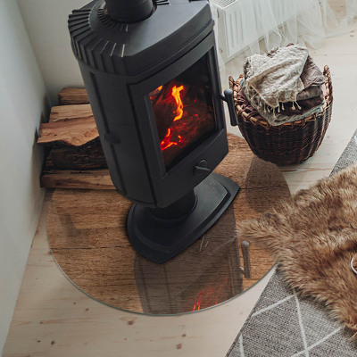 Sticlă rotundă sub sobă Model inspirat din lemn