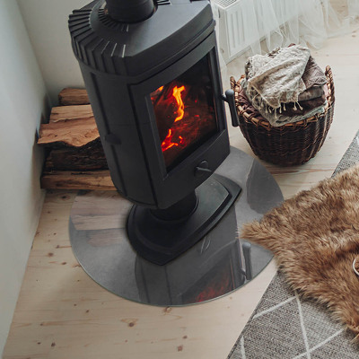 Placă rotundă din sticlă pentru șemineu Structură de beton cu efect