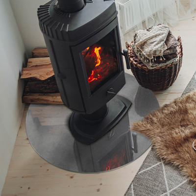 Placă rotundă din sticlă pentru șemineu Structură de beton cu efect