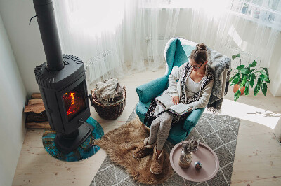 Placă de sticlă rotundă șemineu Model organic într-un stil abstract