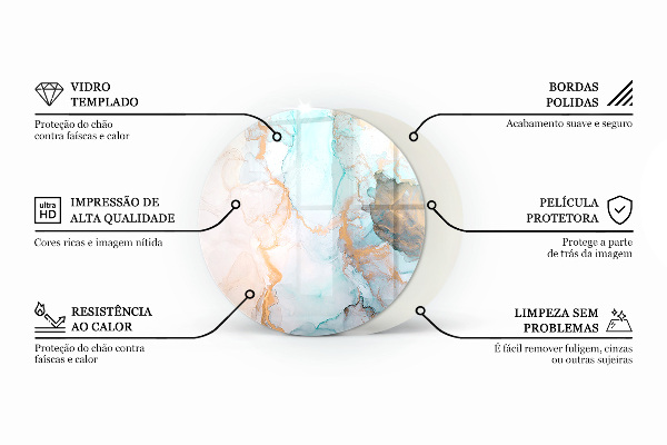 Placă de sticlă rotundă șemineu Model organic într-un stil abstract