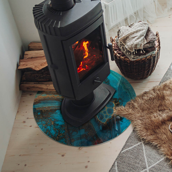 Placă de sticlă rotundă șemineu Model organic într-un stil abstract