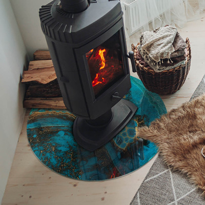 Placă de sticlă rotundă șemineu Model organic într-un stil abstract