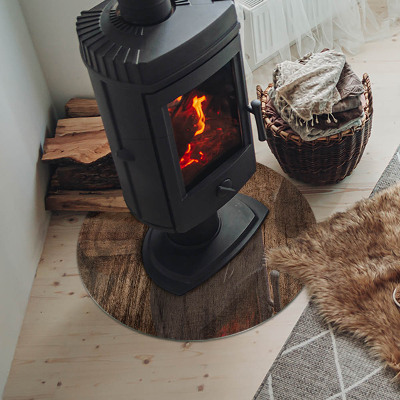 Placă de sticlă rotundă șemineu Model de lemn de pin