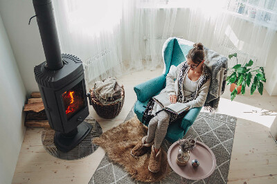 Placă rotundă din sticlă pentru șemineu Motiv din oțel perforat