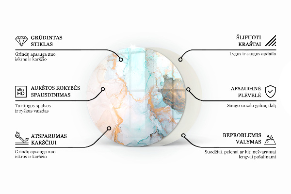 Placă rotundă din sticlă pentru șemineu Motiv din oțel perforat