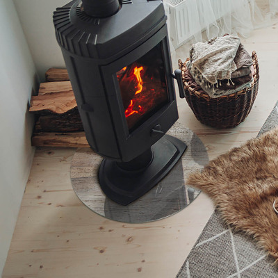 Placă de sticlă rotundă șemineu Model natural de lemn deschis la culoare