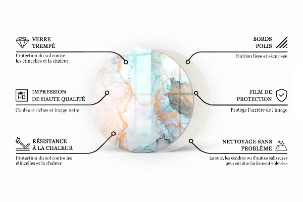 Placă rotundă din sticlă pentru șemineu Mozaic din lemn în machetă