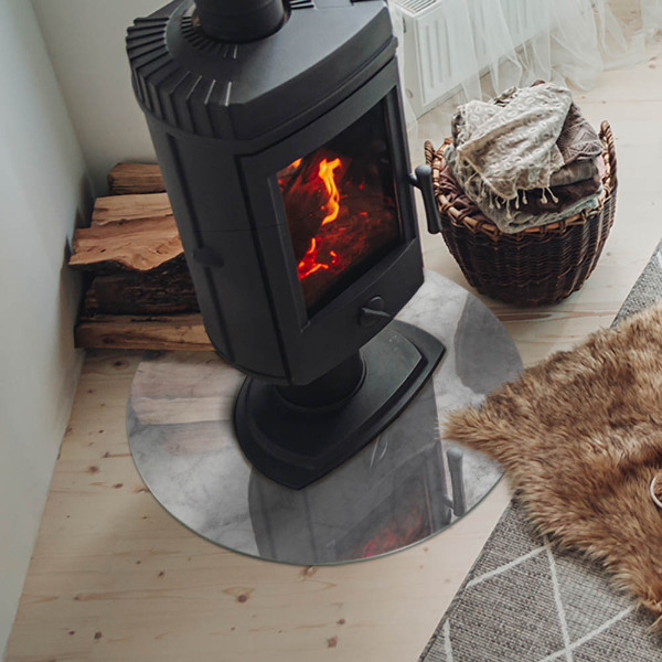 Sticlă rotundă sub sobă Textură de marmură într-un stil elegant