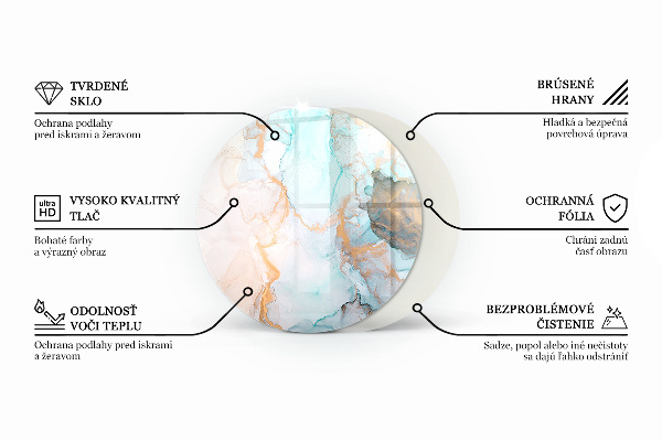 Sticlă rotundă sub sobă Textură de marmură într-un stil elegant