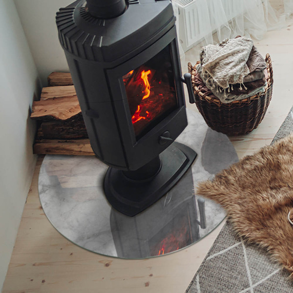 Sticlă rotundă sub sobă Textură de marmură într-un stil elegant