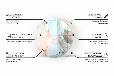 Placă rotundă din sticlă pentru șemineu Motiv organic din marmură