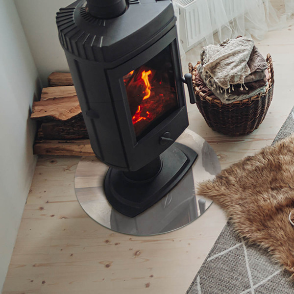 Placă rotundă din sticlă pentru șemineu Motiv organic din marmură