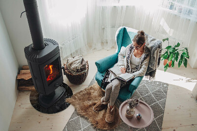 Placă de sticlă rotundă șemineu Motiv elegant din marmură