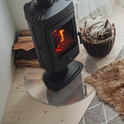 Sticlă rotundă sub sobă Model de piatră inspirat din natură