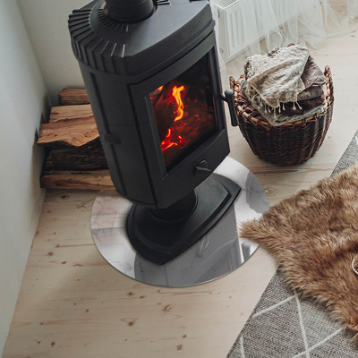 Placă rotundă din sticlă pentru șemineu Motiv de marmură cu vene delicate