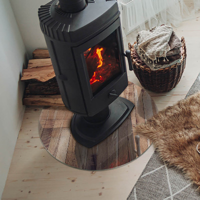 Sticlă rotundă sub sobă Model din lemn într-un aranjament geometric