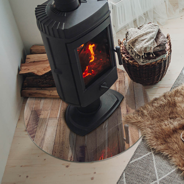 Sticlă rotundă sub sobă Model din lemn într-un aranjament geometric