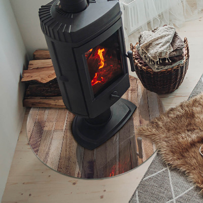 Sticlă rotundă sub sobă Model din lemn într-un aranjament geometric