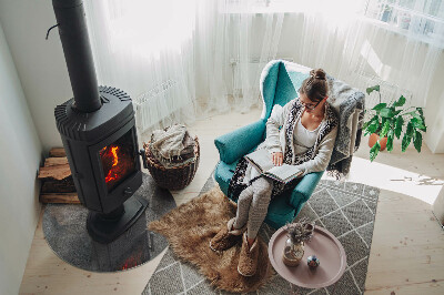 Placă rotundă din sticlă pentru șemineu Model de structură brută