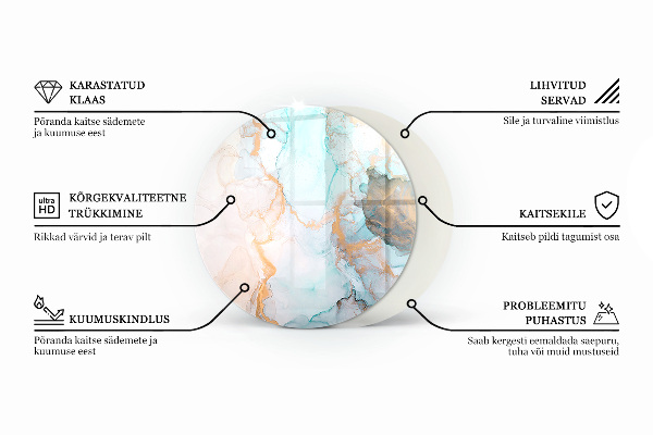 Placă de sticlă rotundă șemineu Urmă de rugină pe suprafața metalică