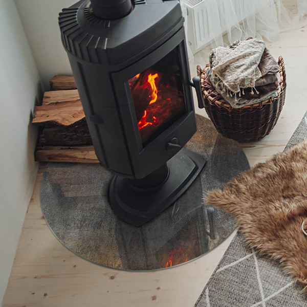 Placă rotundă din sticlă pentru șemineu Model abstract cu texturi variate