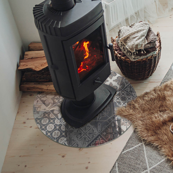 Sticlă rotundă sub sobă Aranjamentul decorațiunilor din mozaic