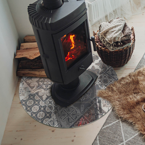 Sticlă rotundă sub sobă Aranjamentul decorațiunilor din mozaic