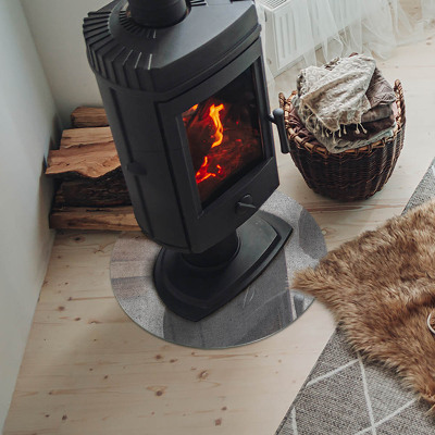 Placă rotundă din sticlă pentru șemineu Textură de beton într-un stil brut