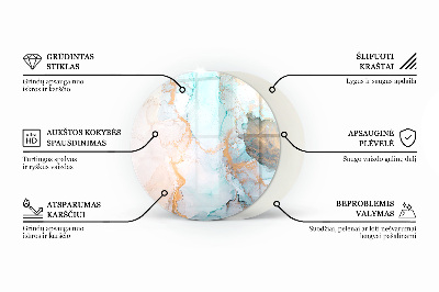 Placă rotundă din sticlă pentru șemineu Textură de beton într-un stil brut