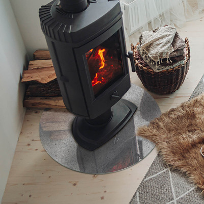 Placă rotundă din sticlă pentru șemineu Textură de beton într-un stil brut