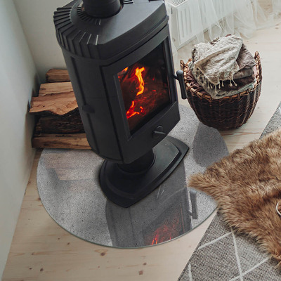 Placă rotundă din sticlă pentru șemineu Textură de beton într-un stil brut