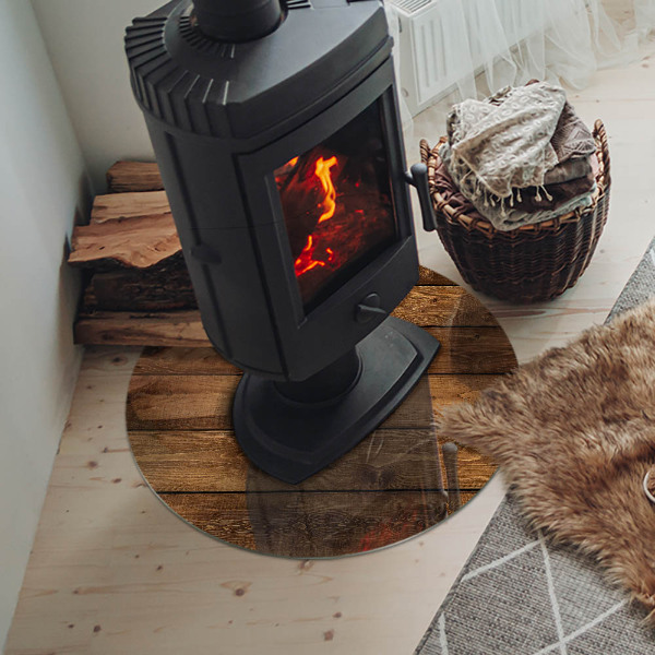 Placă de sticlă rotundă șemineu Fibre naturale ale lemnului